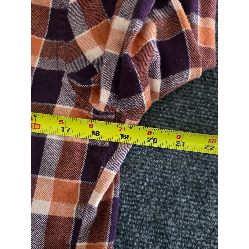 PACT Mila Women Flannel Shirt Small Orange Purple Plaid Organic Cotton Button Up - Picture 8 of 8